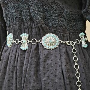 Stamped Turquoise Stainless steel Concho Belt